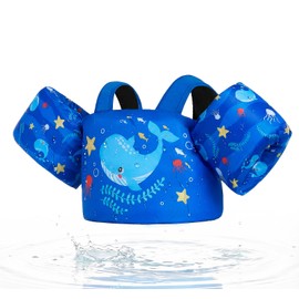 Toddler Swim Vest for Kids 24-66 lbs, Swimming Puddle Float Jumper[Secure Adjustable Fit] Pool Floats with Arm Floaties Swim Jacket Water Wings for Kids Swimmies Children Boys Girls 1-6 Years