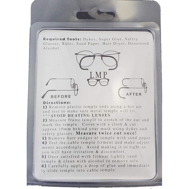 LMP Optical Supply Cable Temple Conversion Kit, Universal Fit for