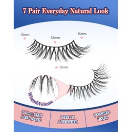 Natural Lashes Wispy Lashes Everyday Natural Look Flared Eyelashes False Eye Lashes Soft Fluffy Lashes False Eyelashes 7 Pairs D80