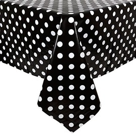Micro-Pro Black/White Polka Dots Wipe Clean PVC Vinyl Tablecloth Cover Protector 140x240cm