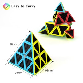 Vdealen Pyramid Magic Cube Triangle Speed Cube, Pyraminx Magic Cube for Beginners and Advanced, Triangle Cube Gift for Children, Teenagers, Adults (Carbon Fibre Sticker)