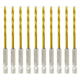 1/8" Hex Shank Titanium HSS Twist Drill Bits, 10PCS