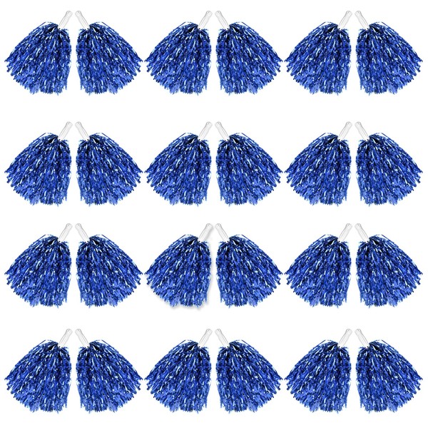 DILIBRA 24Pcs Metallic Cheerleading Pom Poms, Cheerleaders Cheer Pompoms with