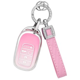 1797 Key Fob Cover for Honda 2025 2024 2023 Civic Accord CRV HRV Pilot Accessories Bling Keychain Gradient Pink Car Keys Case Shell Protector Cute TPU