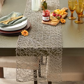 DII Woven Paper Tabletop Collection Holiday or Event Decor, Reversible Table Runner, 14x72, Gray
