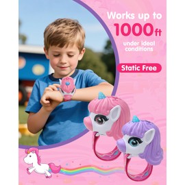 Unicorn Walkie Talkies for Kids 2 Pack with Wrist Strap, Toys for Girls Age 3-10, Long Range 2-Way Radios for Camping, Outdoor Adventure, Birthday
