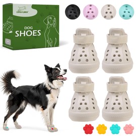 Dog Shoes for Hot Pavement - Non-Slip Summer Dog Booties for Small Medium Large Dogs, Reflective Pet Boots & Paw Protectors, Easy ON & Off, Waterproof and Easy-Clean for Beach Outdoor (Beige,L)