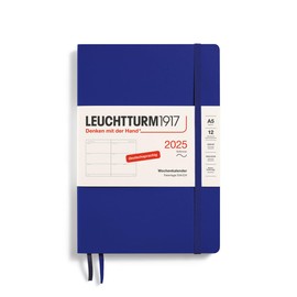 LEUCHTTURM1917 370570 Weekly Planner 2025, Medium A5 Softcover, 12-Month Planner, 80 g, Lined - Ink