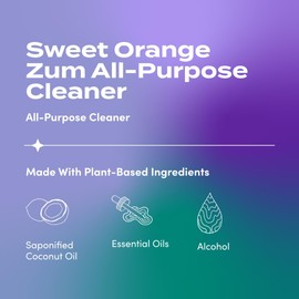 Zum by Indigo Wild All-Purpose Cleaner - Natural Multipurpose Cleaner Made with Essential Oils, Baking Soda & More - Sweet Orange, 16 fl oz