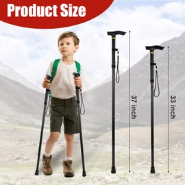 Elfzone Trekking Poles - Hiking Poles for Kids,Telescopic, Collapsible, Ultralight for Hiking (Black)