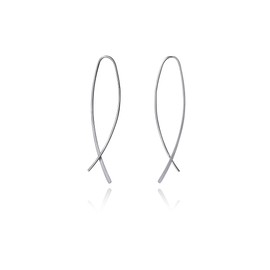 Elegant Design 925 Sterling Silver Hoop Earrings for Women Sterling Silver Hoop Earrings, Silver
