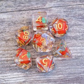 Sage's Portal Familiars and Reagents Resin DND Dice Set Polyhedral Dice Set for Dungeons and Dragons RPG Tabletop TTRPG (Magic Strawberries)