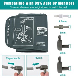 Blood Pressure Cuff, 22-52 cm Blood Pressure Monitor, Large Cuff with 4 Pieces Extra Joints, Blood Pressure Monitor, Upper Arm Large Cuff with Most Blood Pressure Monitors (XL, Dark Grey)