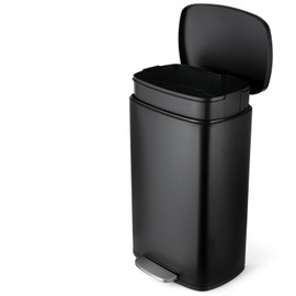 8 Gal Kitchen Trash Can, 30L Recycling or Garbage Bin, Brushed Stainless Steel Waste Basket, Soft&Quiet Close Dustbin, with Step-On Pedal, Removable Inner Bucket, for Home, Office, LIving Room