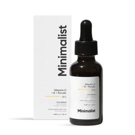 Suero facial minimalista con vitamina C+E+ácido ferúlico al 16% para aclarar y antienvejecimiento | Reduce el daño de la piel y el enrojecimiento para