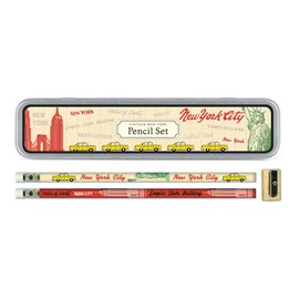 Cavallini Papers Pencil Set with 10 Pencils and 1 Sharpener, Vintage New York