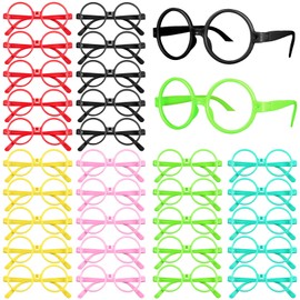 Flutesan 30 Pcs Kids Play Glasses Bulk for kids for Party Kids Fake Glasses Colorful Wizard Glasses Round Glasses Frame No Lenses for Toddlers Birthday Costume Glasses for Party