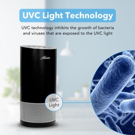 Hunter HP450UV Round Air Purifiers for Home, True HEPA Air Purifier Tower for Pets, Odors, Allergens, Smoke, Dust, VOC's. HEPA Air Purifiers for Bedroom and Small Room. Graphite