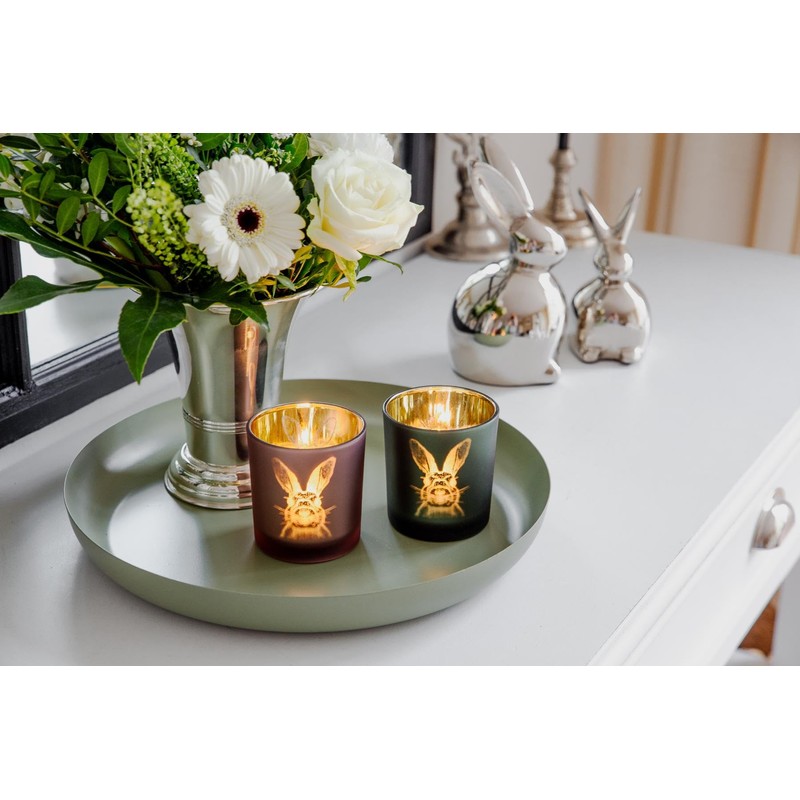 EDZARD Set of 2 Tea Light Holders Rabbit Design Height