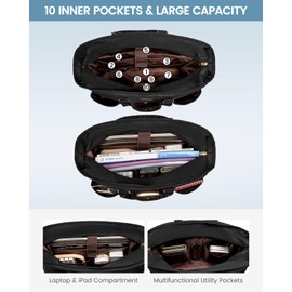 LOVEVOOK Work Tote Bag for Women, 15 Inch Laptop Bag for Women, Teacher Tote Bag Nurse Bag, Utility Bag For Work/Travel/College/Daily, Professional Computer Bag Large Purse Handbag With Multi Pocket