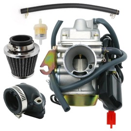 PD24J Carburetor for 4-Stroke GY6 125cc 150cc ATV Go Karts Scooter Mopeds QMJ/QMI157 QMJ/QMI152 - Manifold Intake Fiameter 24mm PD24J Carb (Carburetor+Air Fuel Filter)