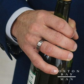 Boston Bay Diamonds Men's Titanium 7mm Comfort Fit Framed Double Channel Wedding Band Ring, Size 9