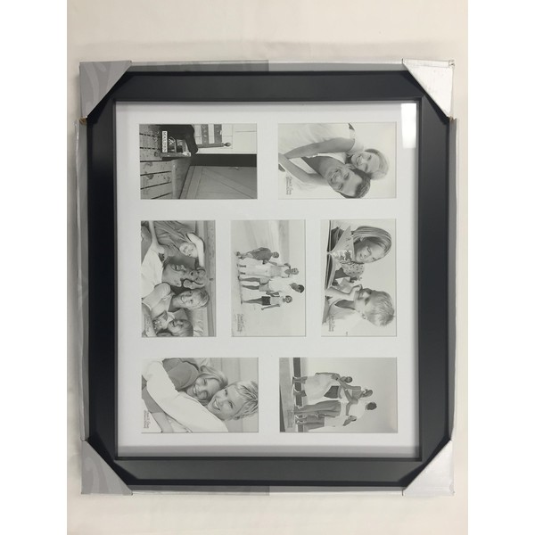 Malden International Designs Berkeley Matted Black Wood Collage Picture Frame, 7 Option, 7-4x6, Black