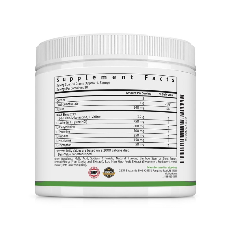 VitaMonk Clean EAA - EAAs with No Artificial Sweeteners for