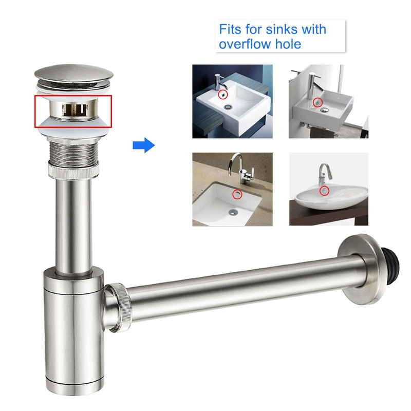 MENATT Bathroom Sink P-Trap Complete Set, Solid Brass 1-1/4 Bottle