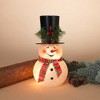 Gerson 2489270 Electric Lighted Metal and Frosted Glass Snowman Figurine,
