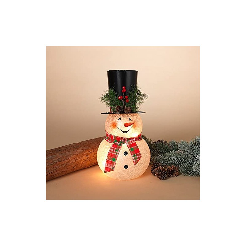 Gerson 2489270 Electric Lighted Metal and Frosted Glass Snowman Figurine,