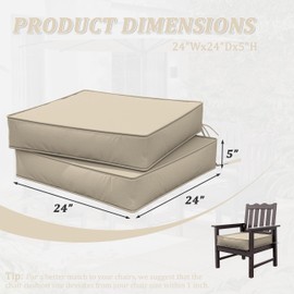 Snubbull Outdoor Chair Cushions 24 X 24 X 5 Inch Patio Furniture Cushions Waterproof & Fade Resistant Outdoor Cushions for Patio Furniture with Handle & Adjustable Straps Set of 2