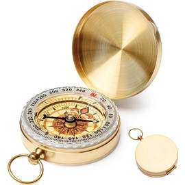 Zvorgath Compass, Camping Survival Compass, Metal Copper Clamshell Style with Glow in The Dark Feature, for Camping, Survival, Hiking, Hunting, and Climbing