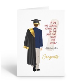 Stonehouse Collection | Graduation Card | Man with Gown & Cap | Inspirational Congratulations | 5x7 | Single Card (Boy with Cap and Gown)