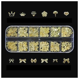 BBATT-HAPPY Gold Nail Charms, Alloy Bow, Crown, Heart, Flower Decoration for Acrylic Nails