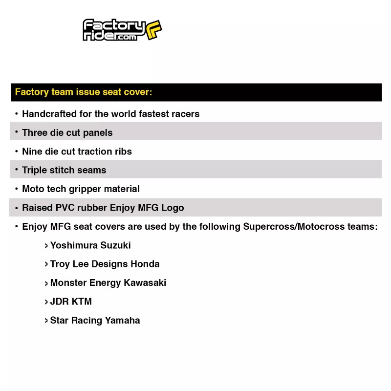 Enjoy MFG 1996-2000 SUZUKI RM 125 RM250 Seat Cover BLACK