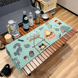 "Create a Stylish Camping Scene" Lunch Mat, Table Cloth, Table Mat, Cafe Tent, Outdoor, Bonfire, Green, Camping, 13.8 x 47.2 inches (35 x 120 cm)