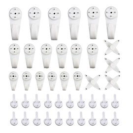 TRKETK Pack of 42 Non-Marking Picture Hooks, Picture Hooks, Wall Hooks, Wall Hooks for Hard and Drywall Walls for Hanging Pictures, Frames, 5 Designs (White)