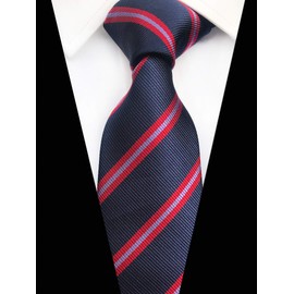 Corbatas de rayas para hombres y niños, diseño de representación de moda, tela formal, corbata de negocios, Rojo Navy, Talla única