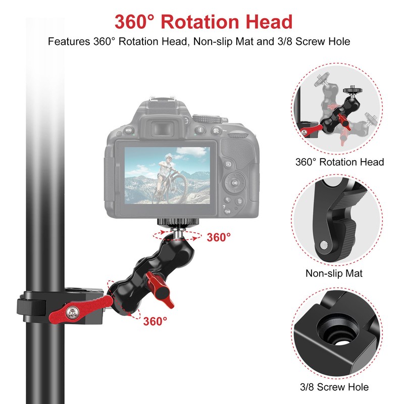 Camera Super Clamp Ball Head Crab Claw Clip Universal Monitor