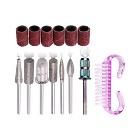 7Pcs Nail Drill Bits Sets with 6Pcs File Sanding Bands and 1Pcs Cleaning Brush ,Remove Nail Polish Glue,Carbide Drill bits,3/32 inch for Acrylic Gel Nails Cuticle Manicure Pedicure