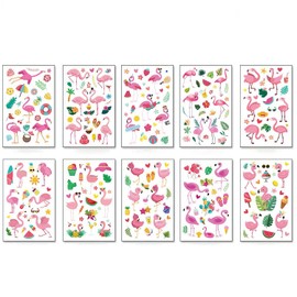 10 Flamingo Tattoo Stickers, Arm Tattoo Stickers, Decorative Kids Tattoo Stickers, Summer Tattoo Stickers, Party Supplies