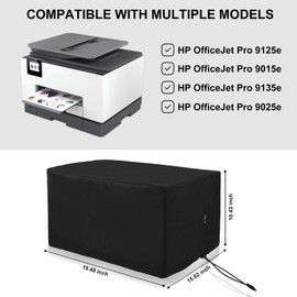 MOSISO Printer Dust Cover Compatible with HP OfficeJet Pro 9125e / 9015e / 9135e / 9025e Wireless All-in-One Printer, Antistatic Waterproof Printer Protector Cover Case with Bungee Cord, Black