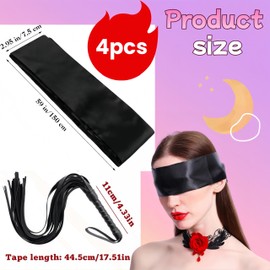 SDXCJY 3 Pcs Silk Satin Blindfold and Leather Riding Crop, Satin Eye Blindfold Smooth Eye Cover Silk Sleep Mask Band Blinder for Sleeping Games 150cm.
