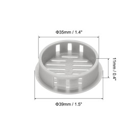 sourcing map 10Pcs 35mm/1.4in Air Vents Circular Soffit Vents, Light Grey Plastic Soffit Vent Cover for Bathroom Home, Office, Kitchen, Cabinet, Wardrobe