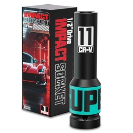 1/2" Drive Impact Socket, 11mm Deep Socket, Metric, 6 Point, CR-V, Perfect for Home, Mechanic and Repair Project