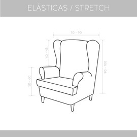 Textile-home Teide Elastic Sofa Cover, 1, 2, 3 and 4-Seater Sofa Covers for Wingback Chair, Recliner Chair, Click-Clack Sofa Bed