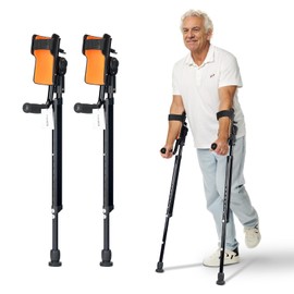 FUSHIDE Adjustable Forearm Crutches for Adults – 10-Level Height Ergonomic Arm Crutches, Adjustable Hook & Loop Strap, Foldable Crutches for Leg&Surgery Recovery, Sports Injuries or Daily Use (1 Pair)