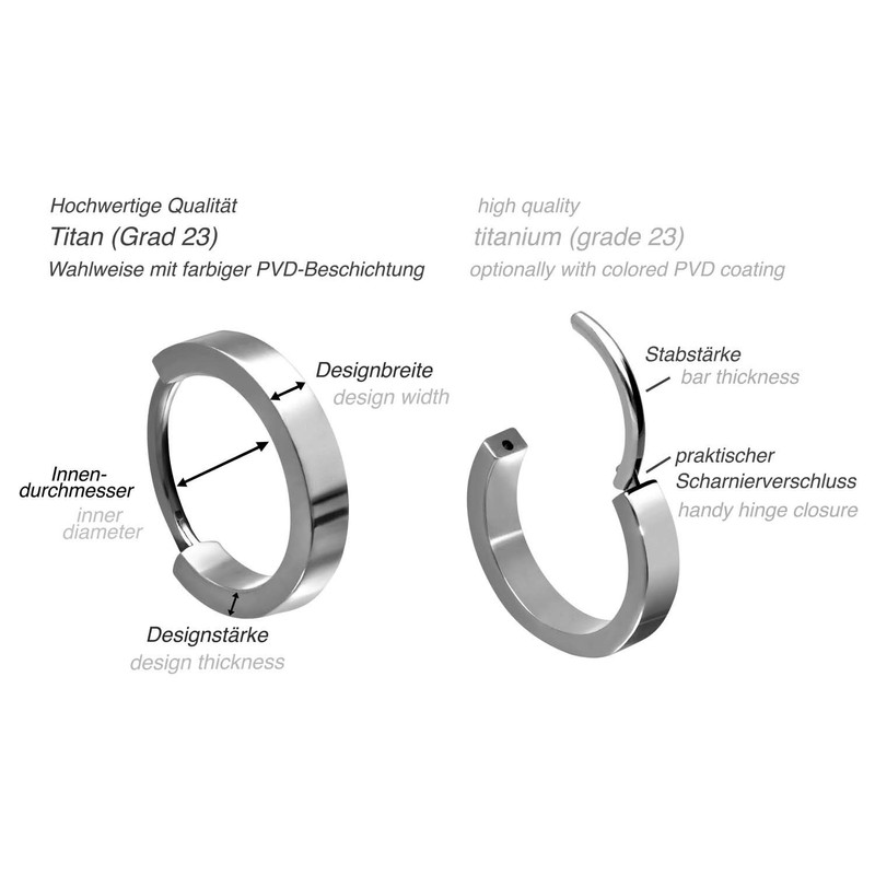 FILANGO Titanium Ear Clicker Hoop Earrings, Choice of Colours and