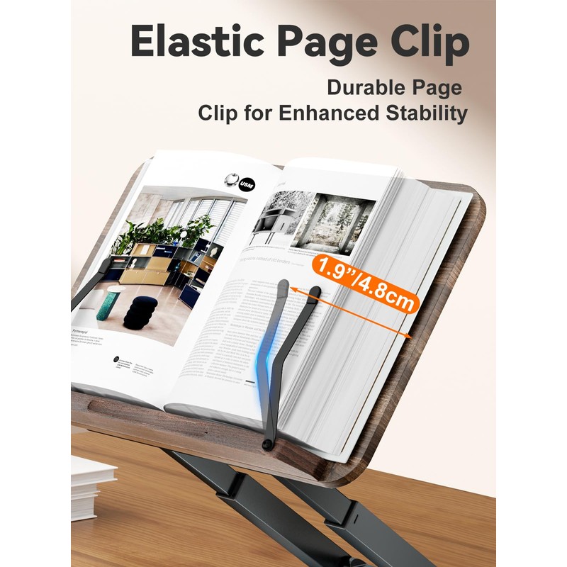 Tounee Book Stand, Telescopic Book Holder Stand, Adjustable Height Pull